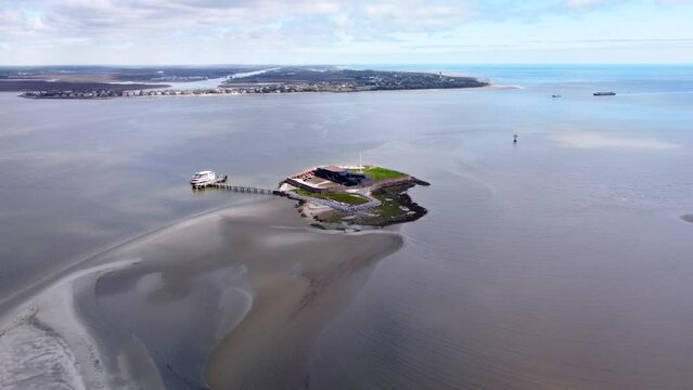 Fort Sumter National Monument 4k cinematic view, Charleston, South Carolina, United States.
