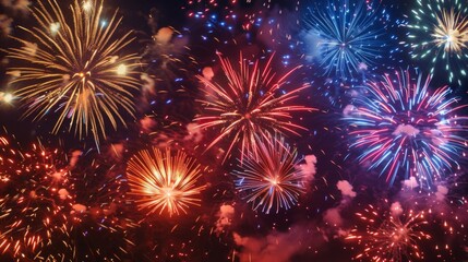 A spectacular fireworks display lighting up the night sky, mesmerizing spectators during a grand festival celebration.