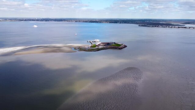 Fort Sumter National Monument 4k cinematic view, Charleston, South Carolina, United States.