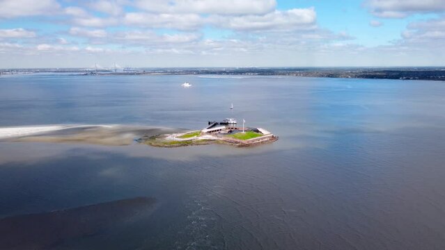Fort Sumter National Monument 4k cinematic view, Charleston, South Carolina, United States.