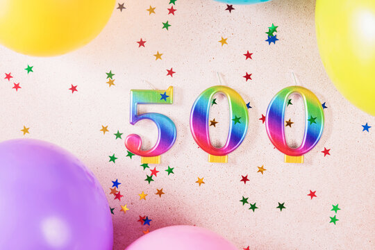 Festive and colorful background features the number 500