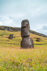 Moai factory on Easter Island or Rapa Nui: the place where they carved the Moai sculptures