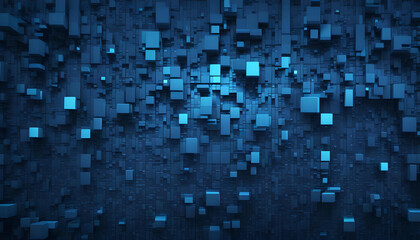 Fototapeta premium nahtloser blauer Hintergrund und Vorlage aus Karo Quadraten, wie 3D Würfel als Struktur für Technik, modernes Design, wie Mosaik Dekor oder Gitter Rahmen Rechtecke