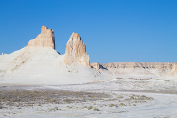 Rock pinnacles in Bozzhira valley view, Kazakhstan