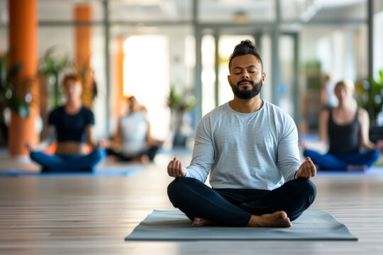 An employee wellness program promoting physical and mental well-being through fitness challenges, mindfulness workshops, and health screenings. Concept of employee health and wellness. Generative Ai.