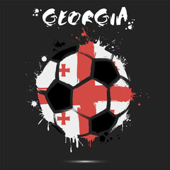 Abstract soccer ball with Georgia national flag colors. Flag of Georgia in the form of a soccer ball made on an isolated background. Football championship banner. Vector illustration