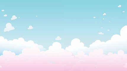 Fototapeta premium Whimsical Pastel Sky with Fluffy Pink and Blue Clouds