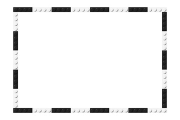 Simple frame composed of black and white toy blocks. Black and white brick banner. Abstract vector background