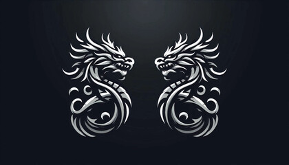 Double fierce dragon logo