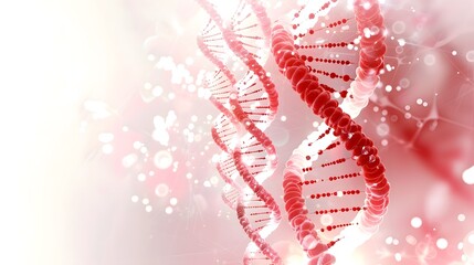 Abstract red and white DNA molecule helix. Gene editing genetic biotechnology. AI Generative