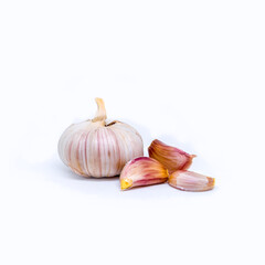 Garlic on white background.
