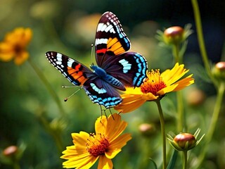 Obraz premium Butterfly Stock Photo, Butterfly, Beauty In Nature, Flower, Generated By Ai