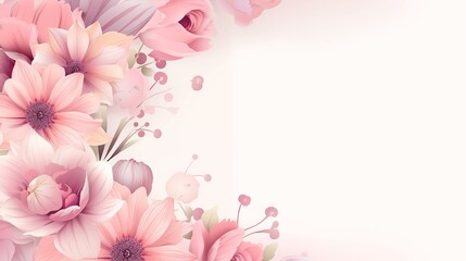 Fototapeta premium Elegant Floral Illustration with Pink Blooms and Soft Pastel Colors