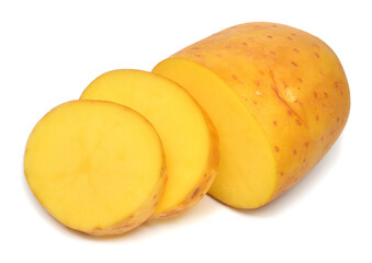 Sliced potatoes isolated on white background