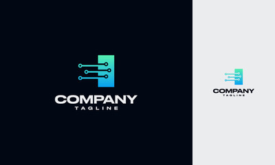 Letter I Gradient color logotype design with Dot Linked,Shape symbol, Technology and Digital Connection concept,All colors and text can be modified