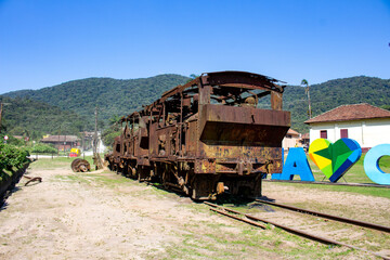 Trem abandonado na Vila de Paranapiacaba