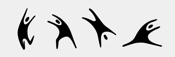 Set of abstract silhouettes of people. Hand-drawn elements for decor. Vector illustration.