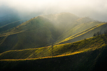 The beauty of the valleys and hills in Bromo Tengger Semeru National Park