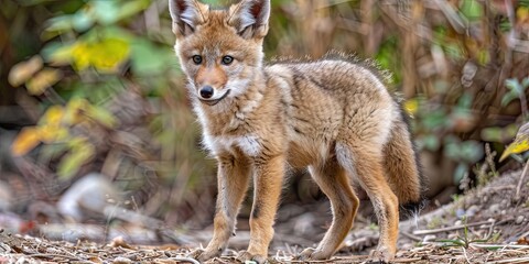 Fototapeta premium photo of cute baby coyote