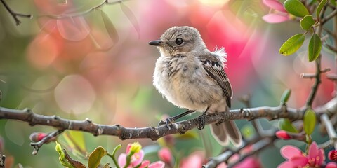 photo of cute baby mockingbird 
