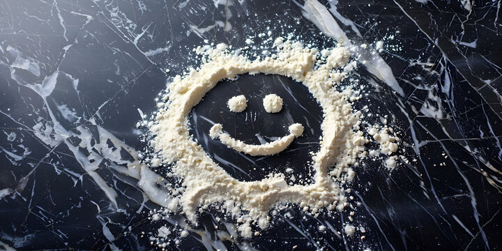Smiley Face in Salt/Sugar/Flour on Marble