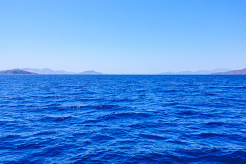 View of the sea from an excursion yacht. Background with selective focus and copy space