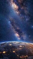 Fototapeta premium Closeup the planet Earth view at night and city lighting 