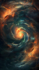 Vibrant Illustration of a Dynamic Vortex Formation Interpreted by Chaos Theory