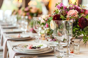 Fototapeta premium Event planner organizing venue details, festive decor