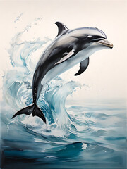 Obraz premium Dolphin Impressionist Ocean Environment Art 