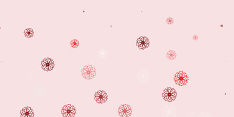 Light red vector doodle background with flowers.