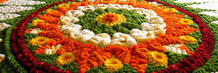 Vibrant onam festival showcasing colorful floral decorations celebrated in india