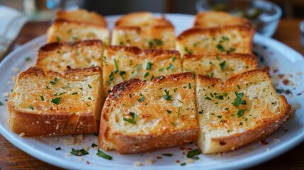 comfort food, garlic bread, crispy and hot from the oven, is a comforting and irresistible snack perfect for any occasion