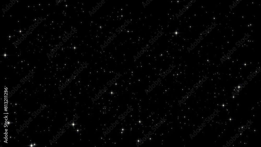 Wall mural 4k seamless loop realistic stars glowing abstract motion background shining particles.