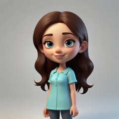 3D Girl Character - obrazy, fototapety, plakaty
