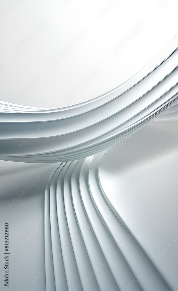 Poster Black and white metallic color tone wavy lines futuristic abstract geometric shapes background.