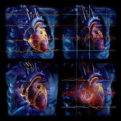 Comparative Illustration of Normal Heart Rhythm and Ventricular Fibrillation: A Crucial Medical Condition