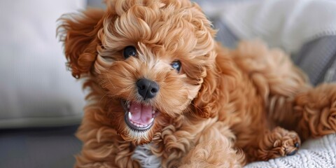 happy poodle puppy
