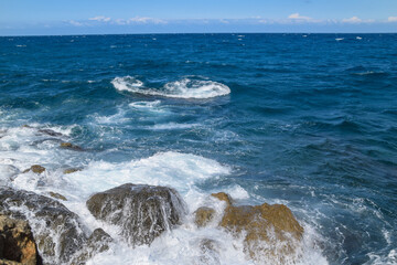 view of Kyrenia (Girne) old harbour on the northern coast of Cyprus. Kyrenia seaside of Mediterranean Sea, Cyprus. Famous places and travel destination of Northern Cyprus