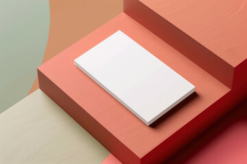 minimalist blank business card mockup on layered colored blocks
