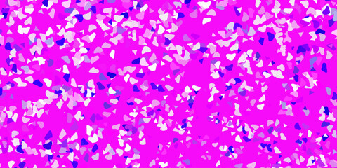 Light purple, pink vector texture with memphis shapes.