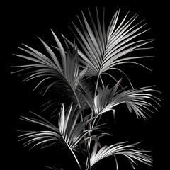 palm leafs black background