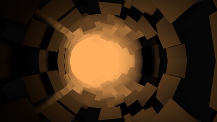 futuristic sci-fi geometric tunnel motion 3d illustration dark background. Can be used to represent a fluorescent polygon background, screensaver display design or an abstract virtual reality design