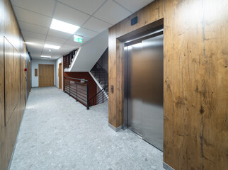 Staircase in a modern residential building in a European city.