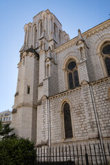 Roman Catholic Basilica of Notre Dame de Nice (Basilique de Notre-Dame-de-l'Assomption de Nice, 1864 -1868) on the Avenue Jean Medecin in the center of Nice. Nice, France.