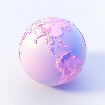 Pastel Pink and Purple Stylized Globe