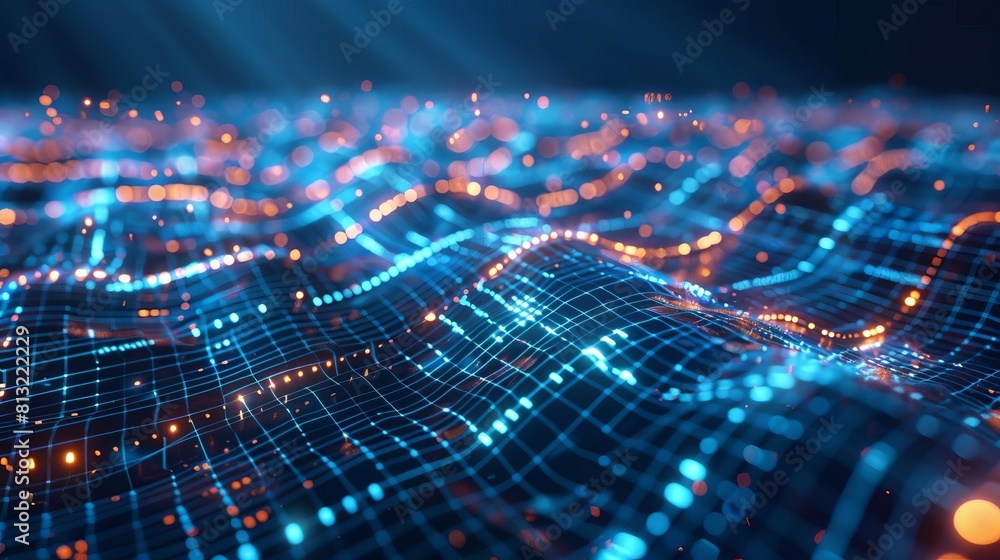 Aufkleber futuristic digital cyberspace with glowing particles and data network connections abstract technolog