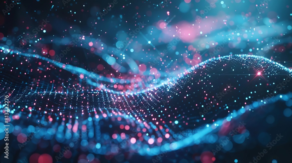 Aufkleber futuristic digital cyberspace with glowing particles and data network connections abstract technolog