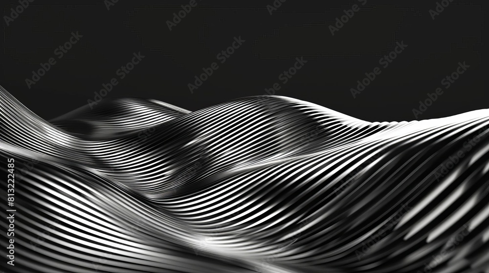 Poster futuristic metallic wire rope background template y2k chrome curved line shape isolated abstract 3d 
