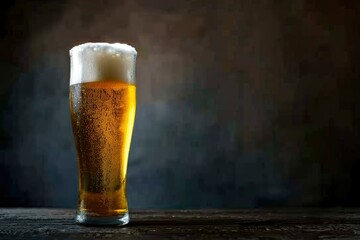 The glass of cold beer. International beer day concept , Copy space - generative ai